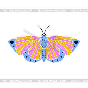 Butterfly in doodle style - color vector clipart