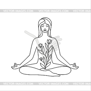 Woman in lotus position - vector image