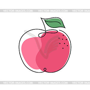 Apple icon in one line drawing style - vector clipart