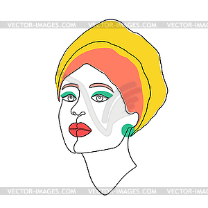 Female face with bright make up - vector image