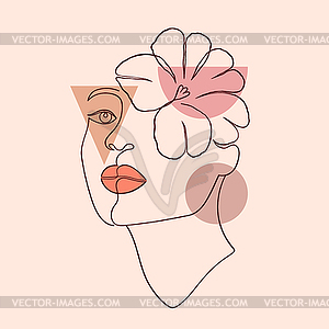 Female face and geometric shapes - vector clip art