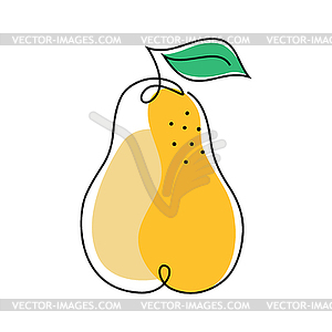 Pear icon in one line drawing style - vector clip art