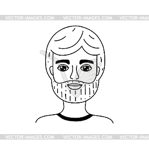 Мужское лицо в стиле каракули - векторная иллюстрация