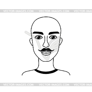 Мужское лицо в стиле каракули - стоковый векторный клипарт