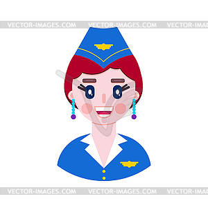 Woman fly attendant in flat style - vector clip art