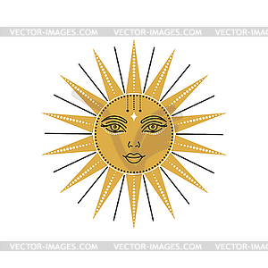 Sun in line art style - vector clipart