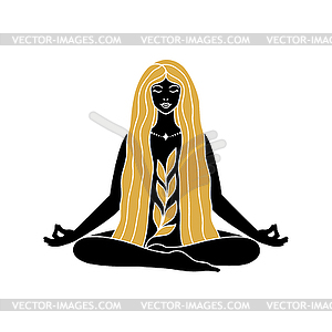 Woman in lotus position - vector image