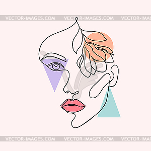 Женское лицо с цветком - клипарт в векторном виде