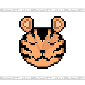 Tiger head in pixel art style - vector clipart