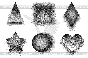 Collection of bitmap geometric shapes - white & black vector clipart