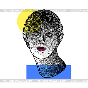 Collage with Greek Goddess Athrodite and geometric - vector image