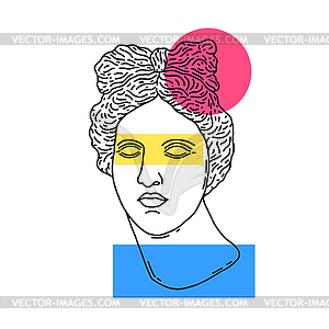 Collage with Greek God Apollo and geometric shapes - vector image