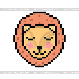 Lion head in pixel style - vector image