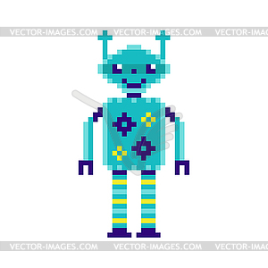 Robot in pixel art style - vector clipart