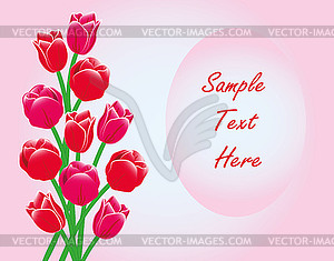 Red Tulips Frame Card With Text - vector image