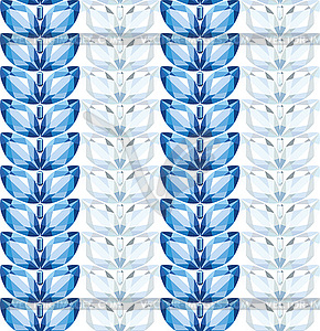 Sapphires and diamonds leaves seamless texture - vector image