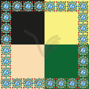 Frame of gems on different backgrounds - vector clipart