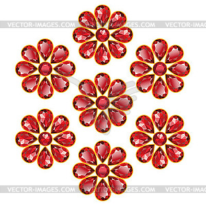 Red Flowers of Rubies Objects - vector clipart