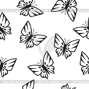 Butterflies Silhouettes Seamless Texture - vector clipart