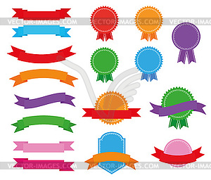 Stickers badges and ribbons - vector image