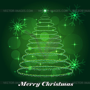 Shining Christmas tree winter background - vector image