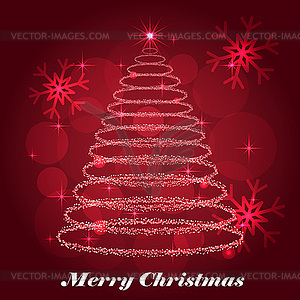 Shining Christmas tree winter background - vector clipart