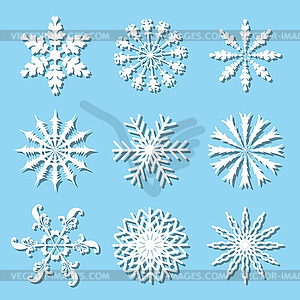 Set of white snowflakes - color vector clipart