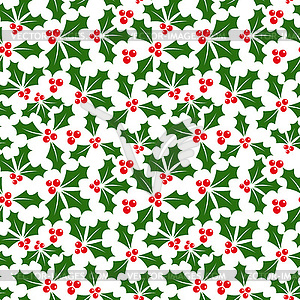 Winter background of holly seamless pattern - royalty-free vector image