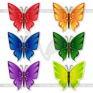 Набор наклеек бабочек - изображение в векторном виде