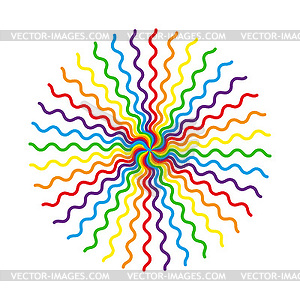 Abstract circular pattern of multicolored wavy line - vector clipart