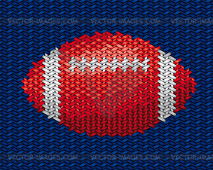 American football ball embroidery on fabric - vector clip art