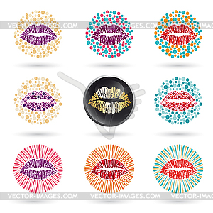 Beauty salon and cosmetics logo with mouth - vector clipart