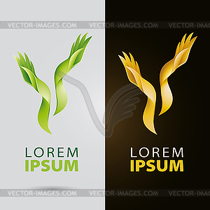 Cosmetic and beauty services logo with plantlike - vector image