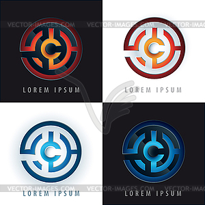 Labyrinth logo design with 3D effect - vector image