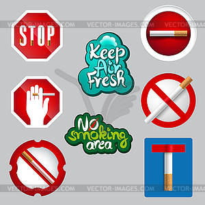 Realistic no smoking icon set - vector clipart
