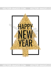 Happy New Year. Golden tree - vector image