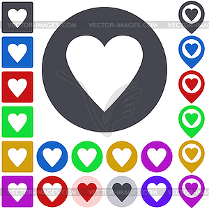 Color heart icon set - stock vector clipart