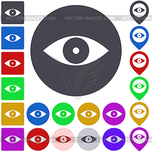 Color eye icon set - vector clip art