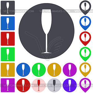 Color champagne icon set - vector image