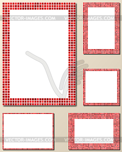 Красный пиксель мозаики границы страницы шаблон набор - клипарт в векторном виде