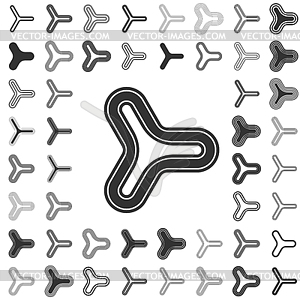 Line triangle icon design set - vector clip art