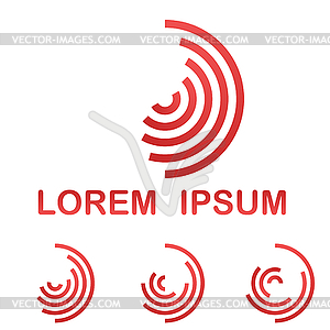 Red telecommunication symbol template icon set - vector clip art