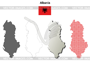 Albania outline map set - vector clipart