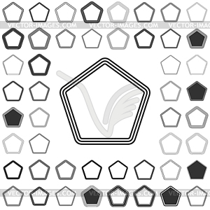 Line pentagon icon design set - vector image