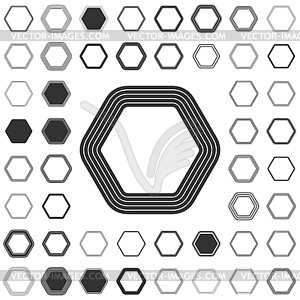 Line hexagon logo design set - vector clip art