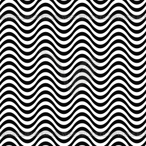 Repeating monochrome 3D wave line pattern - vector clip art