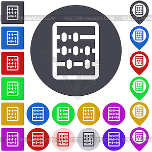 Color abacus icon set - vector clip art