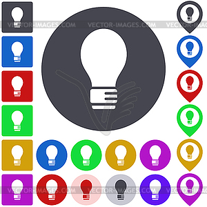 Color light bulb icon set - vector image