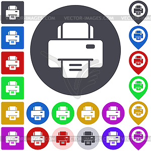 Color printer icon set - vector image