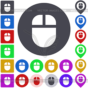 Color wireless mouse icon set - vector clip art